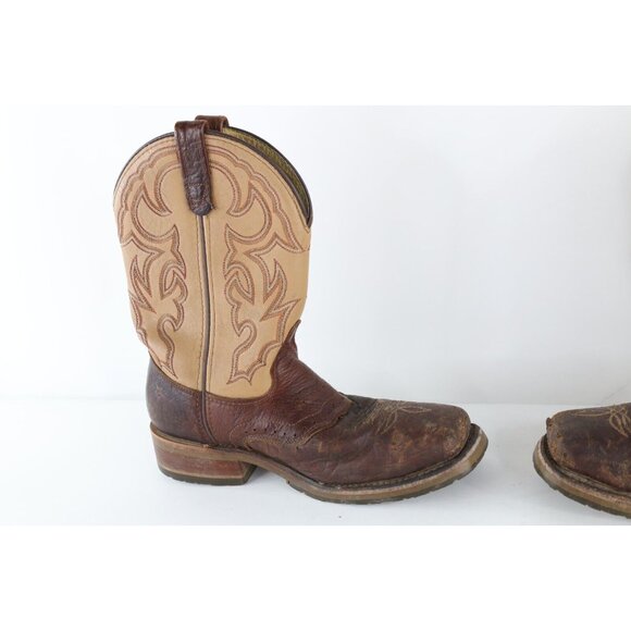 Vintage Double H Mens 9 D Distressed Steel Toe Tribal Leather Cowboy Boots USA main image 10